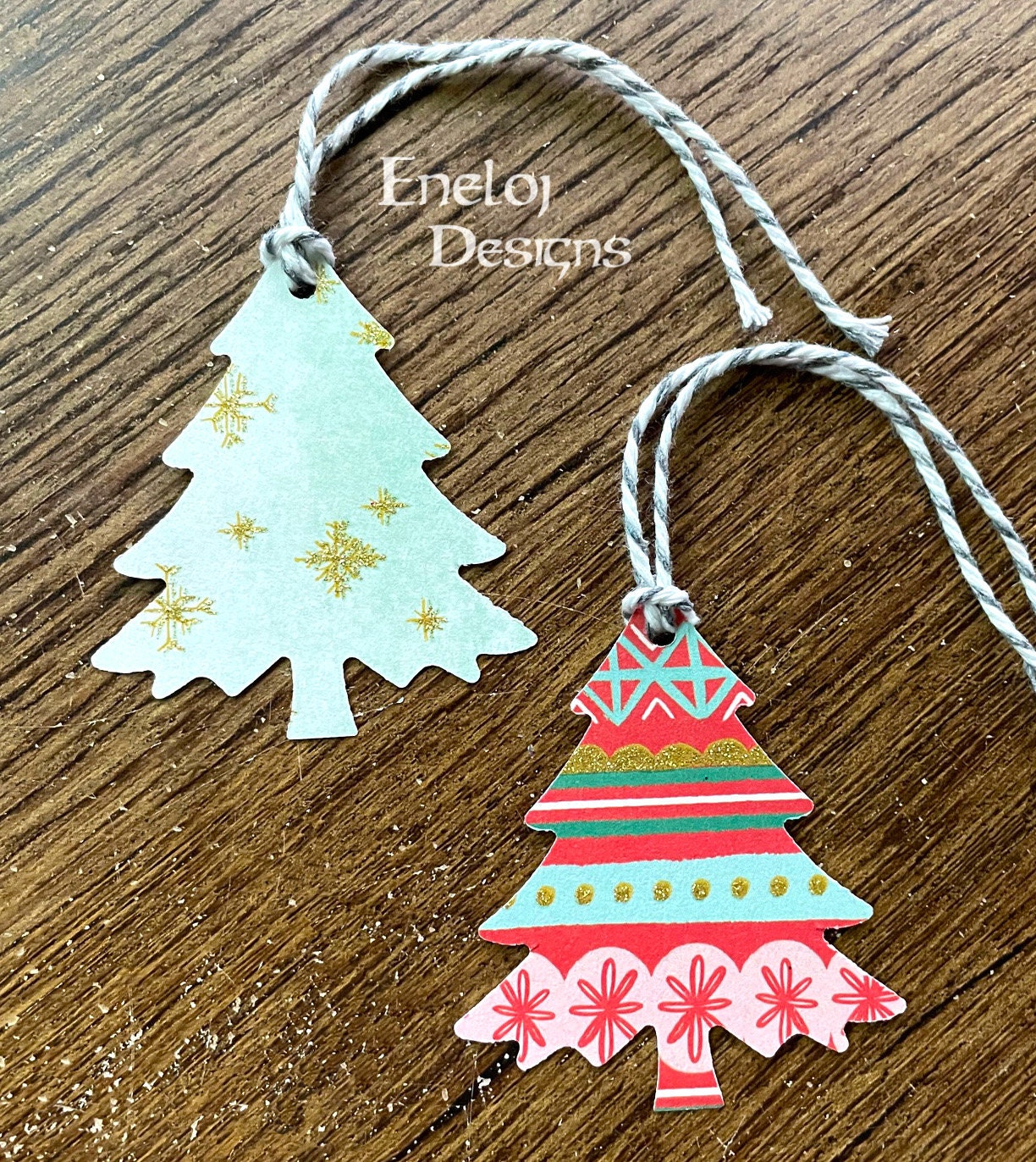 Christmas Tree Gift Tags / Glitter Christmas Git Tags / Handmade Gift ...
