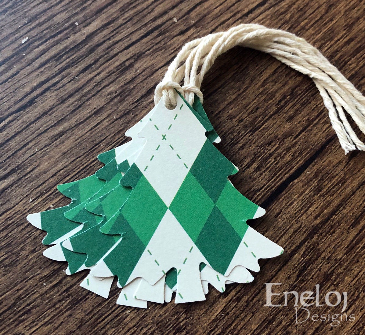 Christmas Tree Plaid Gift Tags / Handmade Die Cut Holiday Gift Etsy