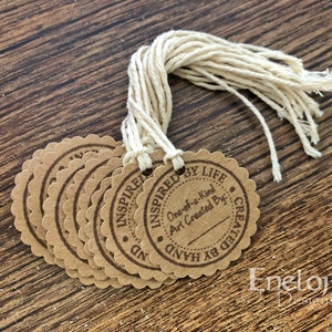 Aanpasbare &#39;unieke&#39; cadeaukaartjes met touwtje / met de hand gestempelde bedankkaartjes / gestanst bruin kraftpapier cadeauverpakking