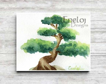 Bonsai Tree Watercolor / Original Painting / Zen Art Print / Wall Art & Home Decor