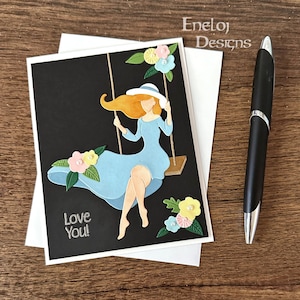 Thinking of You Card / I Love You Card / Die Cut Card / Friend Card / Handmade Stationery