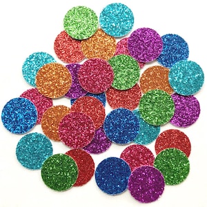 Rainbow Glitter Circles Confetti / Handmade Primary Colors Birthday Party Table Scatter / Rainbow Gift Wrapping