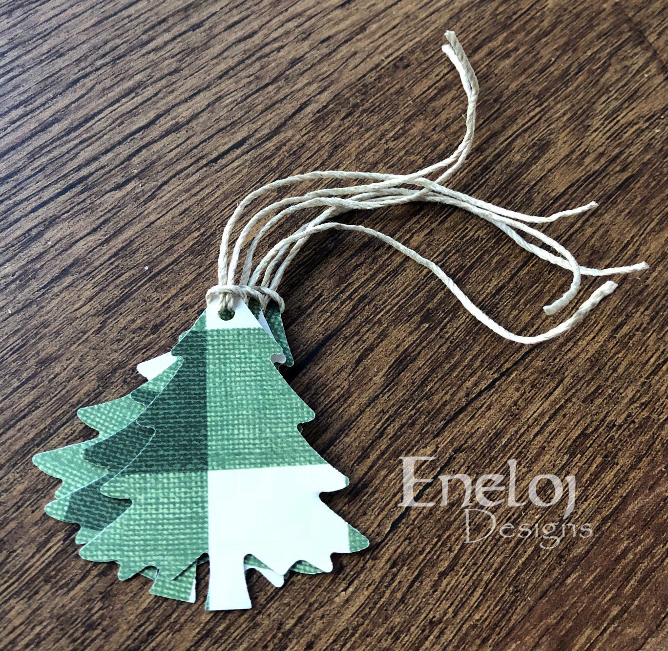 Christmas Tree Plaid Gift Tags / Handmade Die Cut Holiday Gift Etsy