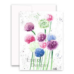 Flowers Watercolor Card / Original Painting / Note Cards / Stationery / Handmade Birthday Card