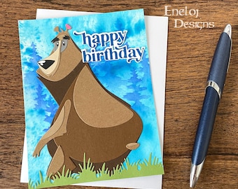 Bear Birthday Card / Woodland Birthday / Birthday Greeting Card / Happy Birthday Card / Birthday Stationery / Gift Wrapping