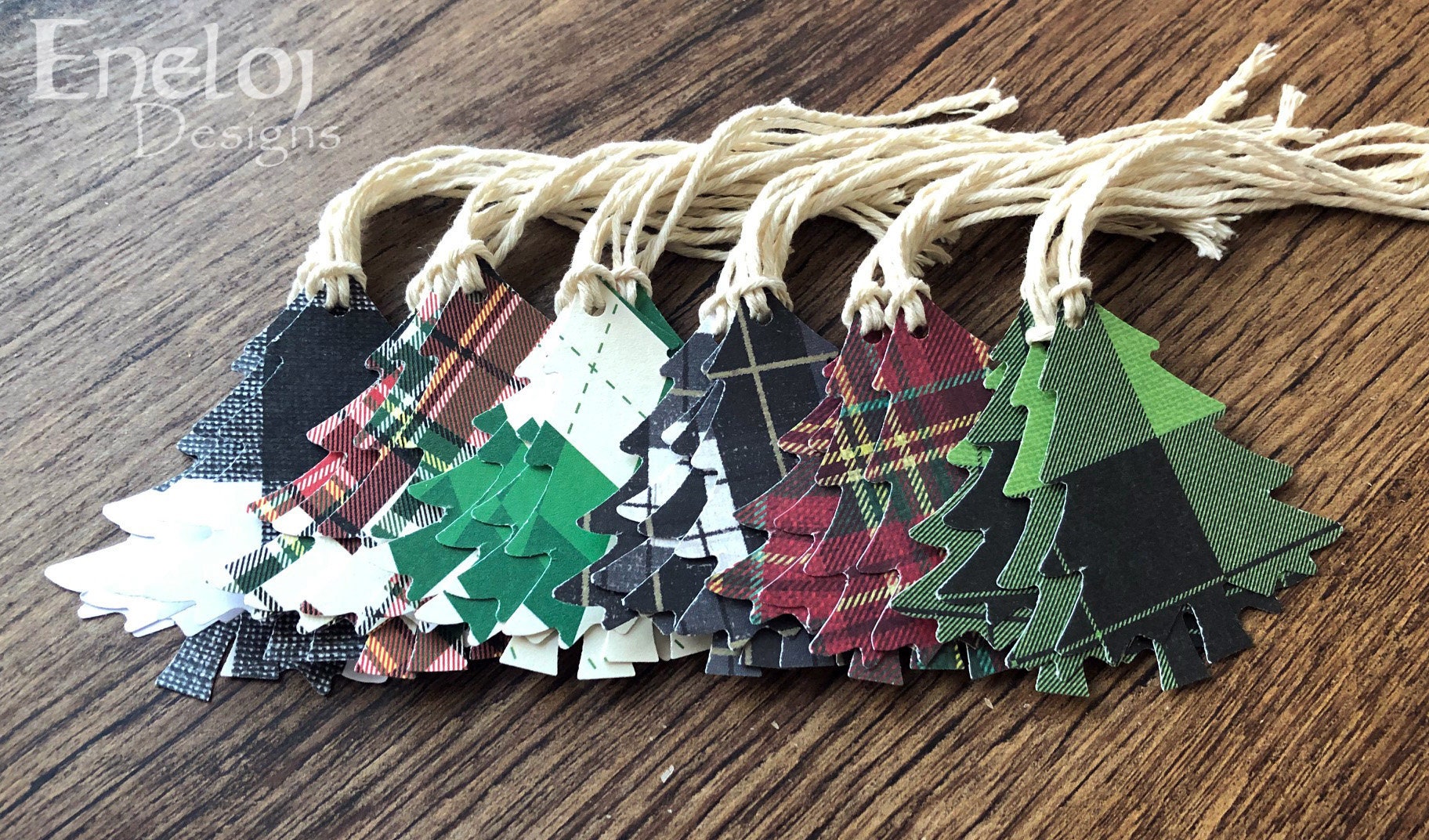 Christmas Tree Plaid Gift Tags / Handmade Die Cut Holiday Gift Etsy