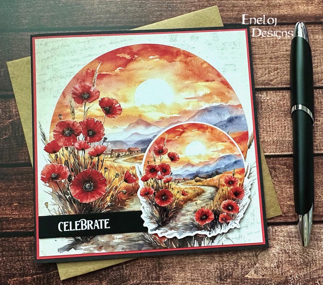 Happy Birthday Card / Red Poppies / Handmade Wedding Card / Blank Card ...