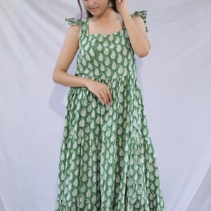 Indian hand block cotton stylish woman dress, party wear girl Sustainable Fashion dress, personalized bride Relaxed Fit Dress, gift for her,