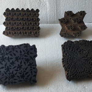 Blocco di legno assortito per la stampa su tessuto, argilla, tatuaggio, henné / Diversi disegni timbri coloranti tessili Timbri intagliati in legno