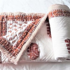 Cotton Elephant Printed Ethnic Traditional Jaipuri Quilts Block Prints Pure Jaipuri  Razia Designer Home Décor Beautiful  Winter Bedspread