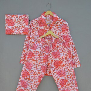 Indian handmade Cotton Pajama Set, personalized bride wedding gift pajama, summer wear night comfort long pajama, morning work out pajama,