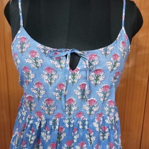 Indian hand block cotton dress woman stylish floral print dress/summer wear personalized bride gift sleeveless dress/Minimal Look on sale/