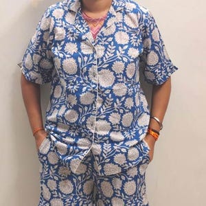 Hand Block Print Cotton Pajama Set: Stylish Women&#39;s Sleepwear