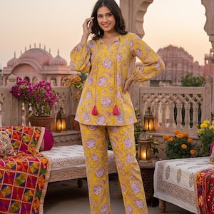 Hand Block Printed Cotton Co-ord Set Wear