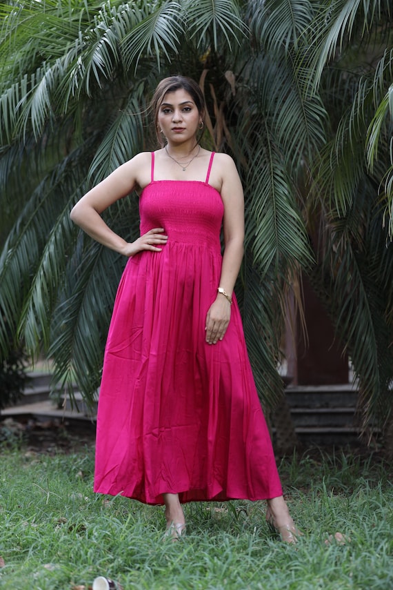 Indian Handmade Woman Stylish Party Wear Long Dress, Rayon Fabric