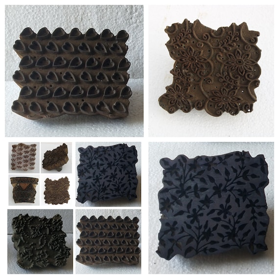 Hand Carved Wooden Block Stamp: Indian Textile Printing