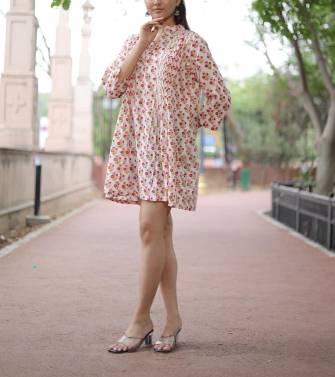 Bloco de mão mulher algodão vestido tradicional presente,