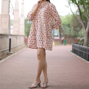 Indian hand block cotton dress, girl stylish Sustainable dress, personalized bride wedding honeymoon dress gift, gift for her summer wear,