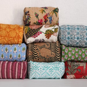 Borsa a mano indiana stampata a blocchi, borsa da viaggio, borsa da toilette, astuccio per il trucco in cotone, borsa trapuntata, kit da barba, borsa beauty case in saldo,