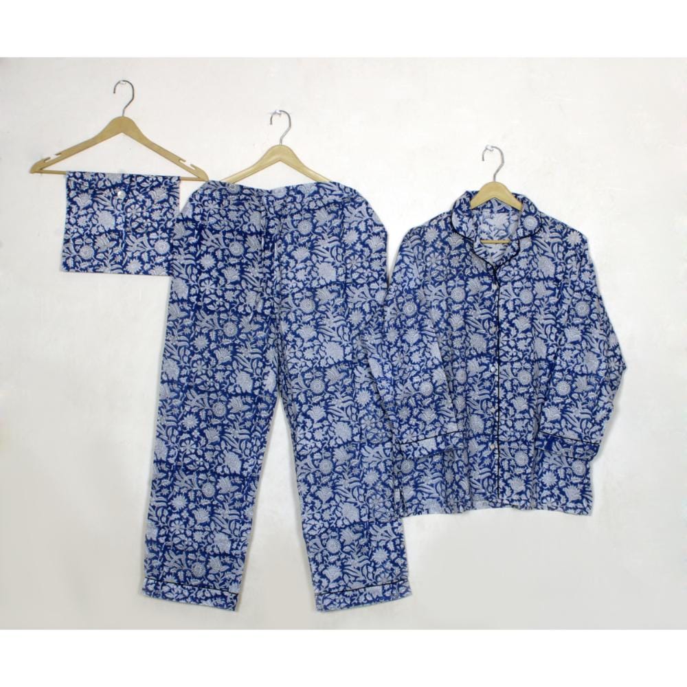 Lot Off Mix Wholesale pajama set organic color printed floral Buti hand block Indian fashion soft cotton Bridesmaid Pjs.100% Cotton Fabric