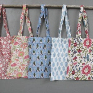 Indische Handblock Baumwolltragetasche / Marketing-Tasche Einkaufstasche Blumendruck-Einkaufstasche / personalisiertes Geschenk Diener mehrfarbige Tasche /