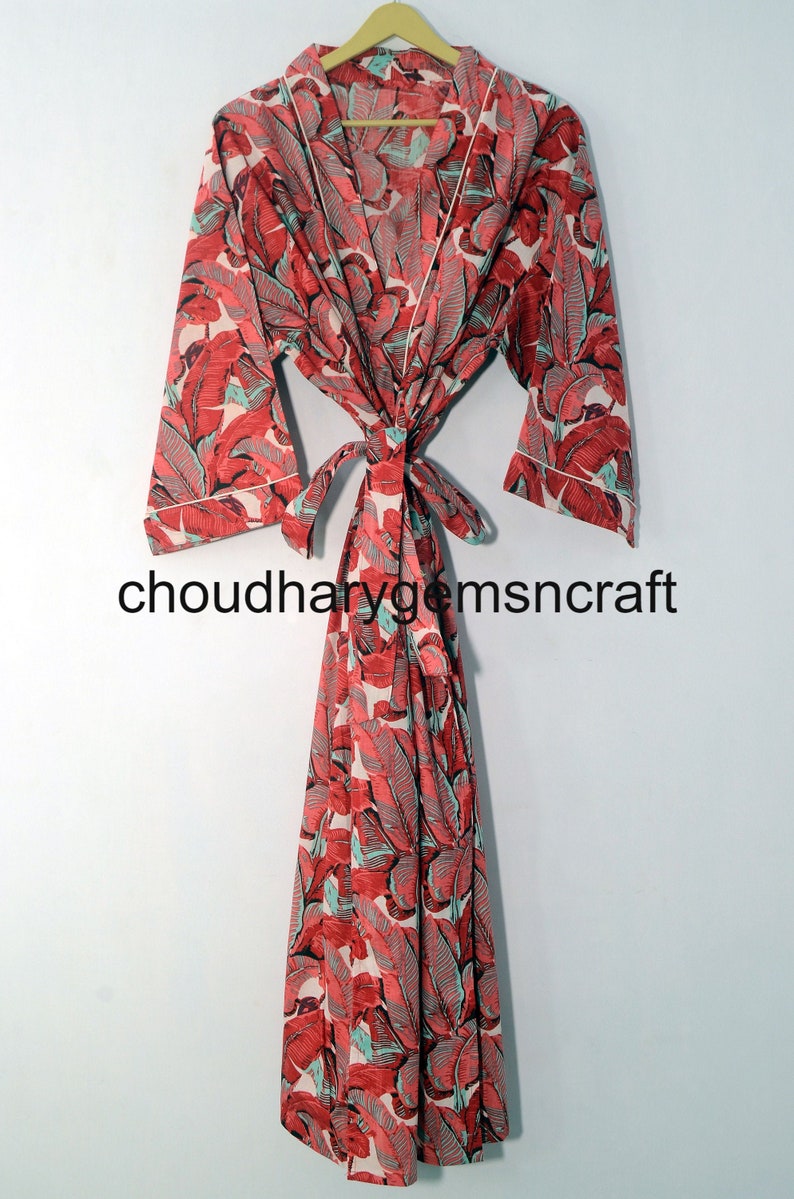 Cotton Floral Sleepwear Robes Nightdress Kimono Beach Wear Cover Up Long Kimono Women Maxi Dress Kimono Gift For Her Women/'s Night Wear