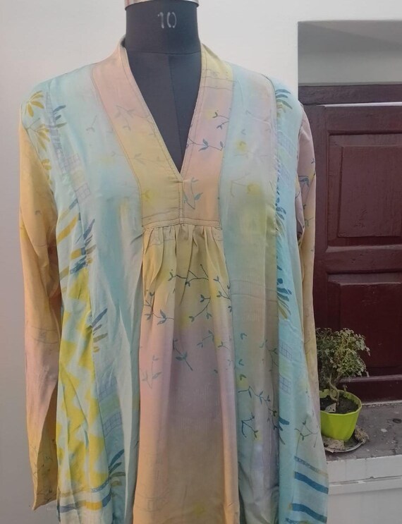 Indian Handmade Silk Crap Woman Stylish Long Dress/personalized
