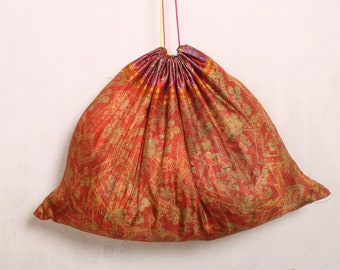 Wholesale lot Of  Recycled Silk Sari Pouches , Vintage Pouch Bags,  Potli Bag, Presents, Silk Saree, Gift Bags, drawstring  pouch 18x22 Inch