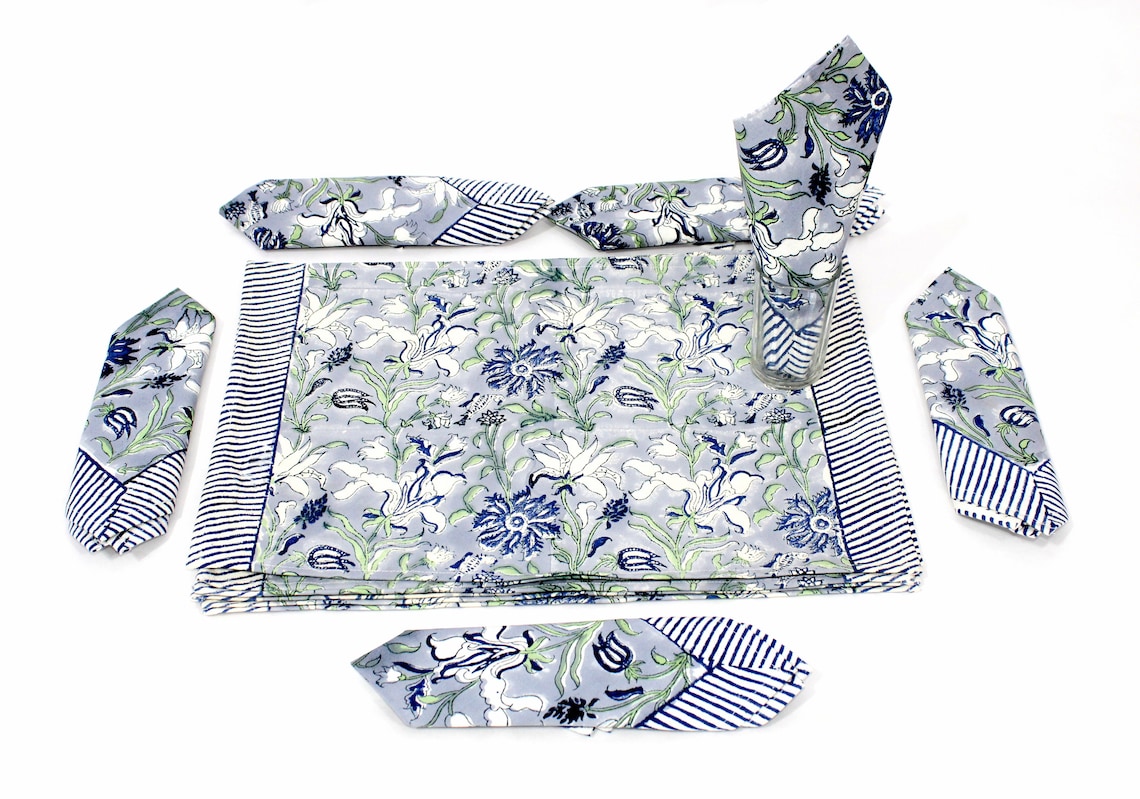 Dining Table Mats and Napkins Set of 6 Placemats and 6 Etsy
