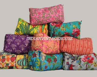 Indian Wholesale handmade cotton Quilted bag/Block Printed Toiletry Bag/Cosmetic Travel Makeup Pouch bag/floral print bag gift for her bag/