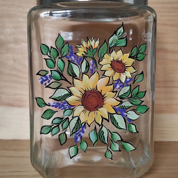 Painted Glass Jar Etsy
