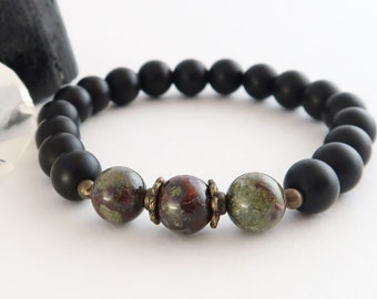 Celestial Labradorite and Black Onyx Canadian Gift Courage Canada Mala Bracelet Labrador Strength Creativity