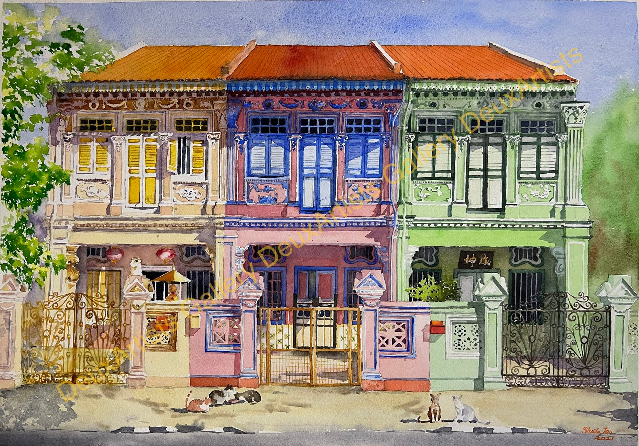 Peranakan Houses in Singapore. Watercolour Print Joo Chiat Etsy Australia