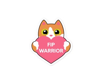Cute Cat Sticker / FIP Warrior Sticker / Orange and White Cat with Heart for a Good Cause! Stylish Sticker for Water Bottle, Laptop, etc.