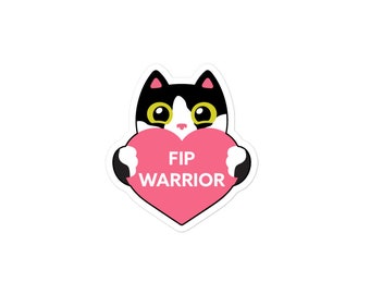 Cute Cat Sticker / FIP Warrior Sticker / Black and White Cat with Heart for a Good Cause! Stylish Sticker for Water Bottle, Laptop, etc.