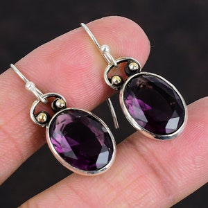 Natural African Amethyst Gemstone, 925 Sterling Silver Earrings, Beautiful 925 Sterling Silver Jewelry, Amethyst Jewelry, Gift for Her