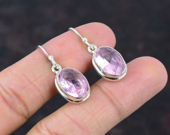 Boucles d'Oreilles Kunzite - Argent 925 & Pierre Naturelle