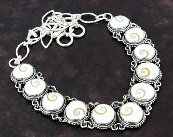 Handmade Shiva Eye Shell Necklace: Sterling Silver, 18 Inch