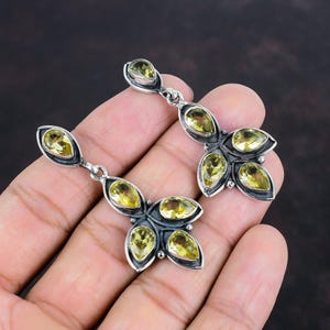 Gift For Birthday Citrine Gemstone Earrings Handmade Silver Jewelry Earrings Citrine Earrings Gemstone Earrings Citrine Jewelry Earrings
