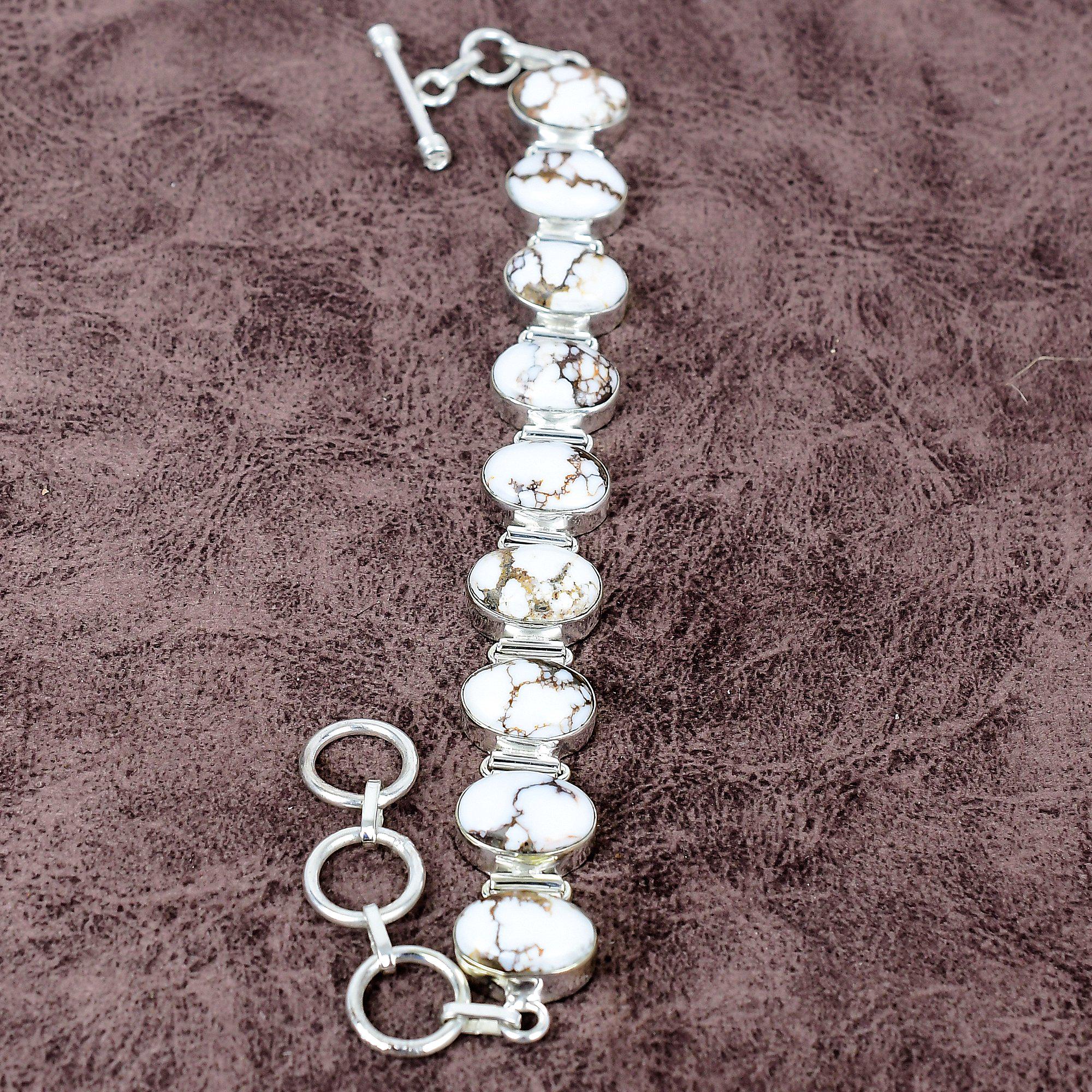 ワイルドホース ターコイズ ブレスレット：スターリングシルバー 調節