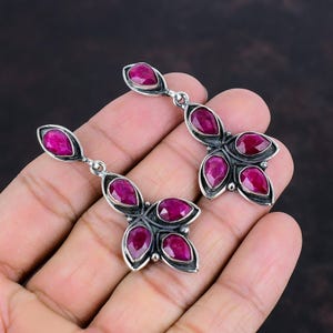 Kashmir Ruby Gemstone Earrings Handmade Silver Jewelry Earrings Ruby Silver Earrings Gemstone Earrings Ruby Jewelry Earrings Gift For Her