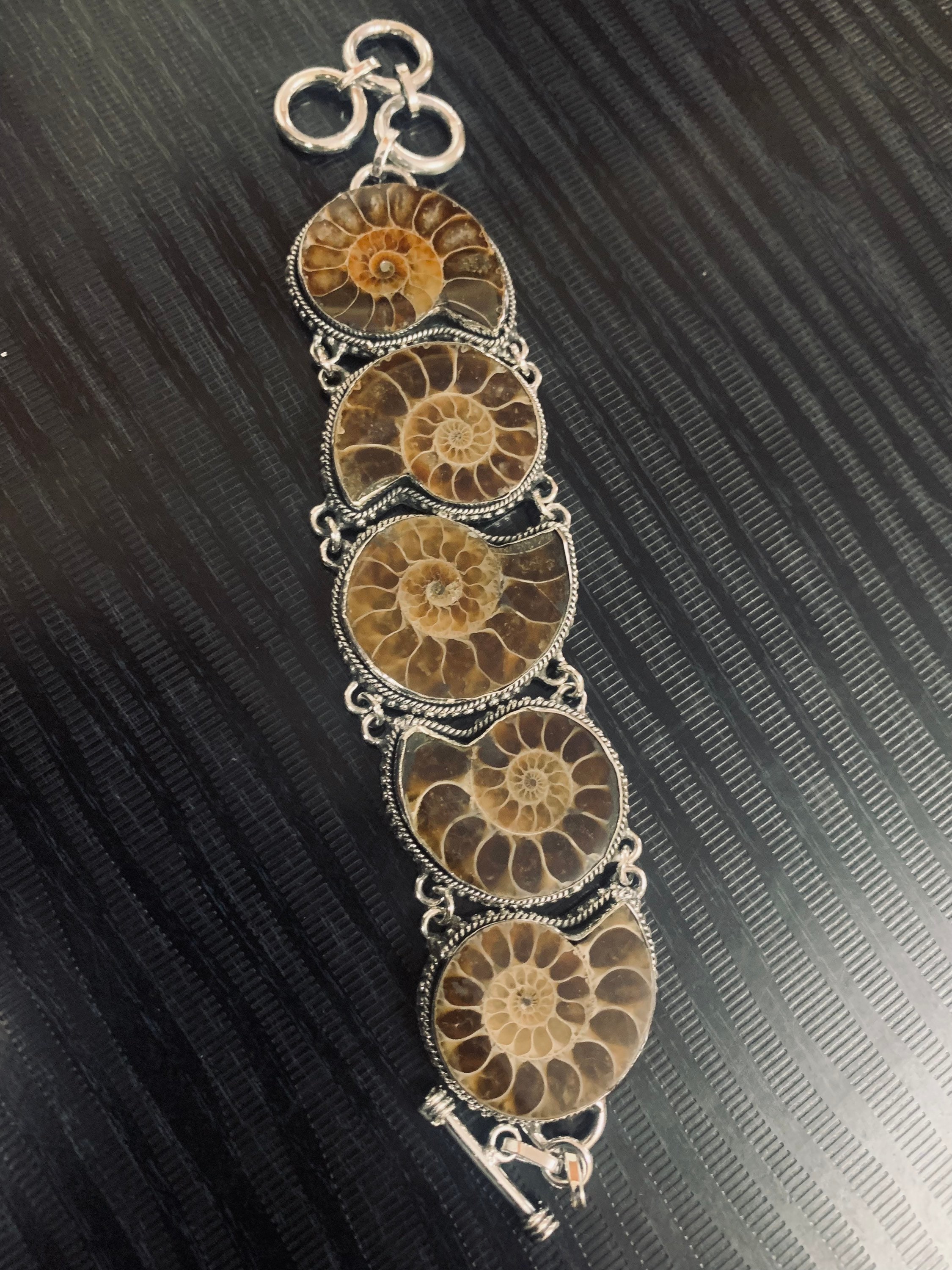 •AMMONITES• multi-stone + silver bracelet (6.5