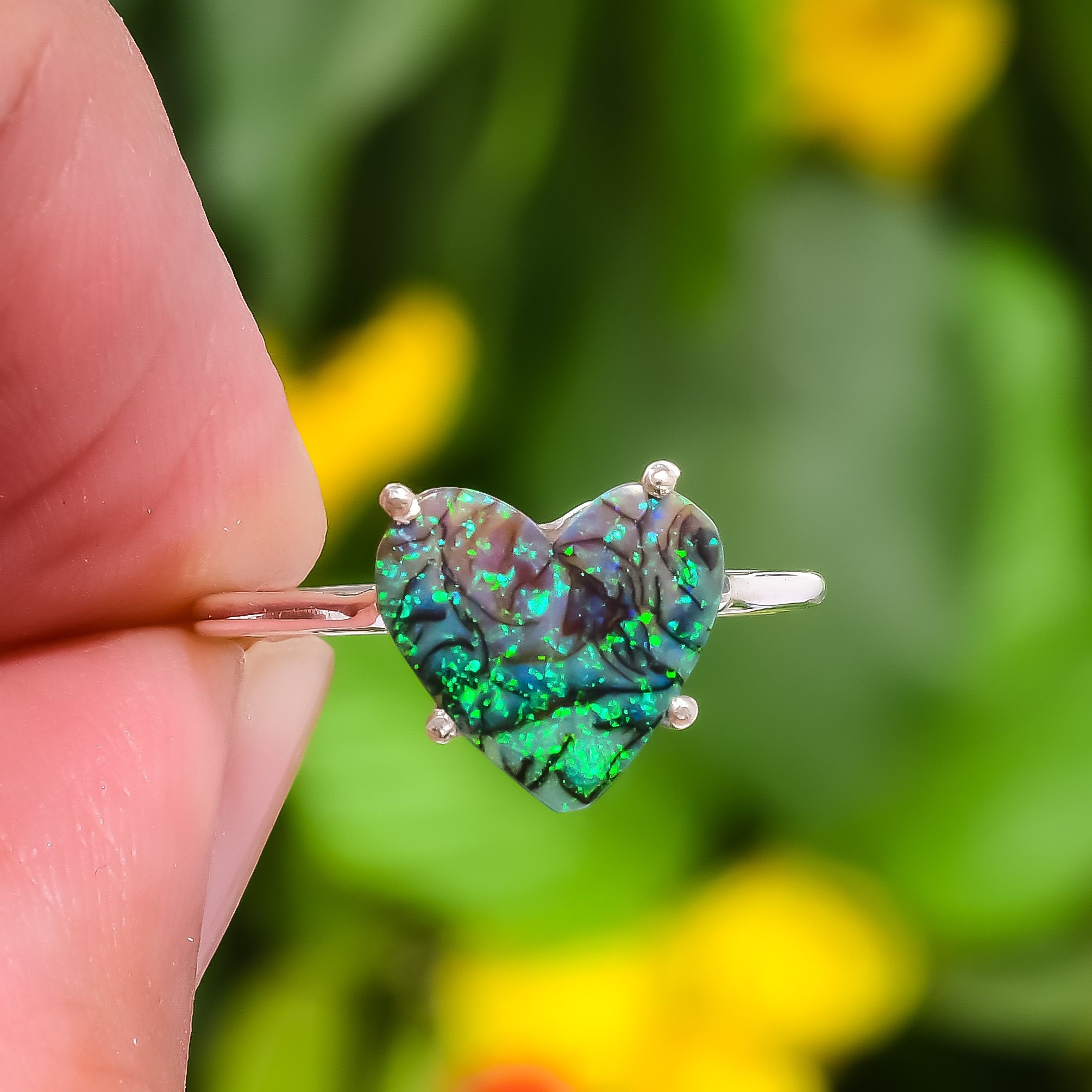 Heart Monarch Opal Ring: Sterling Silver October Birthstone - Etsy