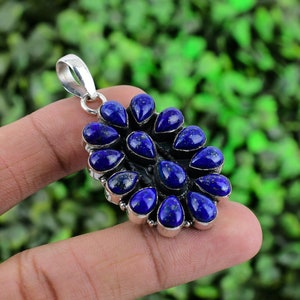 Lapis Lazuli Pendant 925 Sterling Silver Pendant For Women Blue Pear Handmade Gemstone Pendant Boho Silver Jewelry Gift For Her