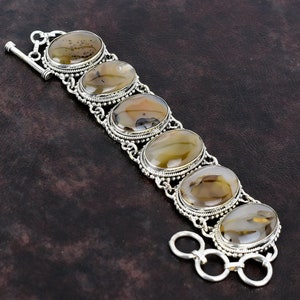 Handmade Montana Agate Sterling Silver Adjustable Bracelet