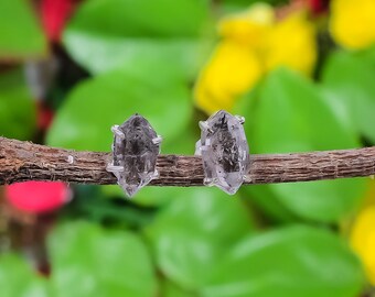 Natural Herkimer Diamond Earring Studs Raw Diamond EarringSalt And Pepper Herkimer Diamond Earring Healing Crystal EarringDiamond Studs