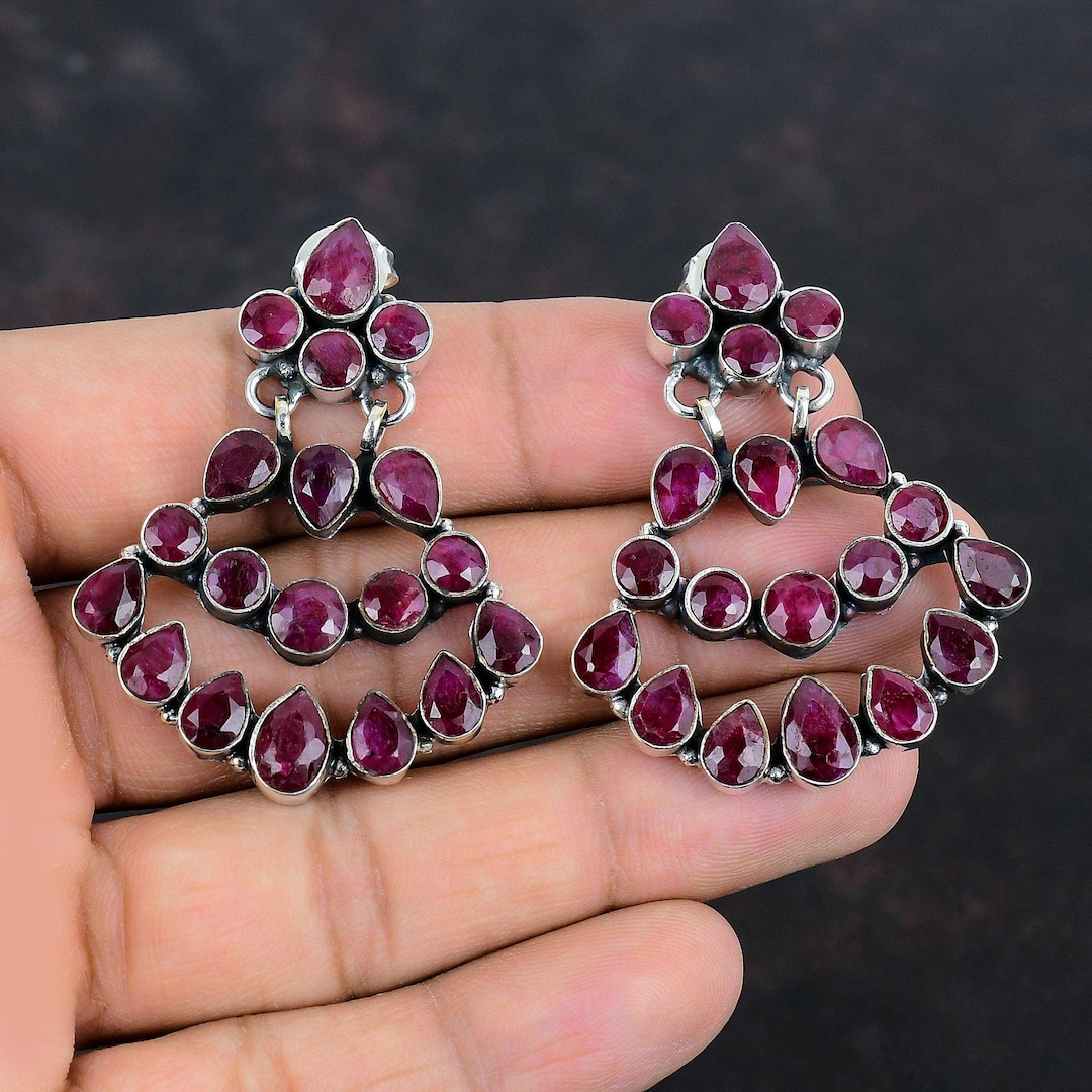 Radiant Ruby Earrings, 925 Sterling Silver, Handmade Jewelry - Etsy