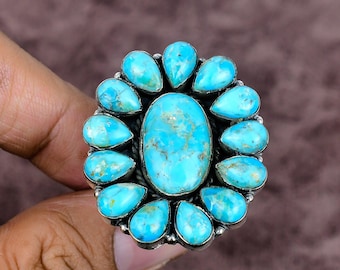 Native American Ring 9.00g 925 Silver With Natural Arizona