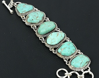ワイルドホース ターコイズ ブレスレット：スターリングシルバー 調節