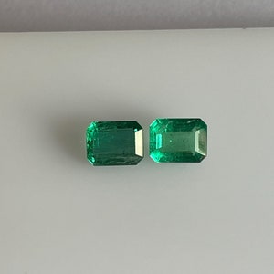 Esmeralda natural, talla octogonal, esmeralda, transparente de alto brillo, esmeralda suelta, octágono sin tratar, calidad superior, par de esmeraldas, 3,28 cts.
